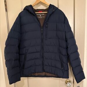 New Michael Kors Men’s Hooded Puffer Jacket Blue Large